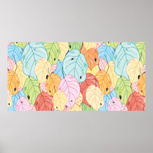 Poster texture des feuilles aux couleurs vives (Devant)