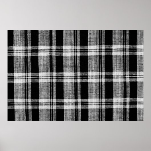 Poster Texture en tissu blanc et noir à damiers plaid pou (Devant)