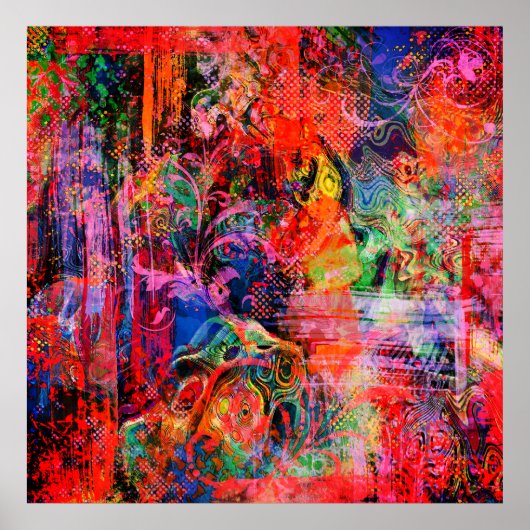 Poster Texture florale rouge (Devant)