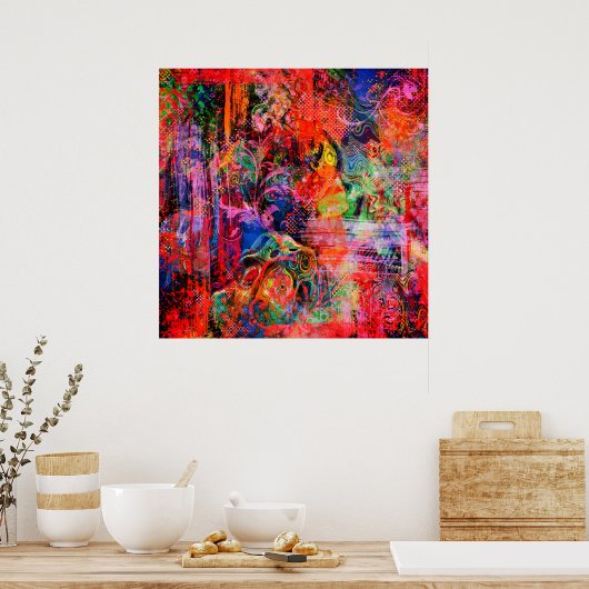 Poster Texture florale rouge (Cuisine)