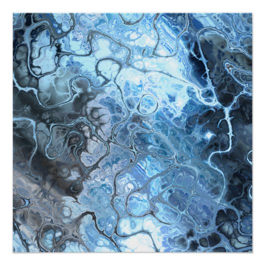 Poster Texture fluide de marbre bleu et gris abstrait (Devant)