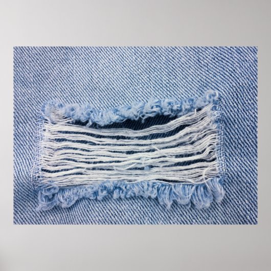 Poster Texture Jeans bleu clair déchirée. (Devant)