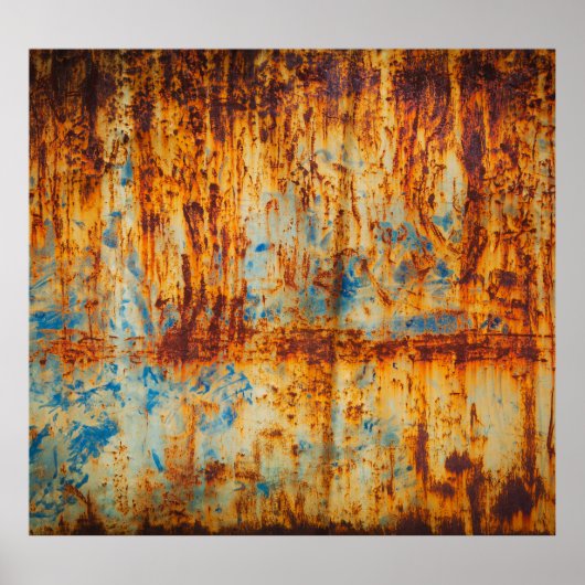 Poster Texture métallique bleu rouillé (Devant)