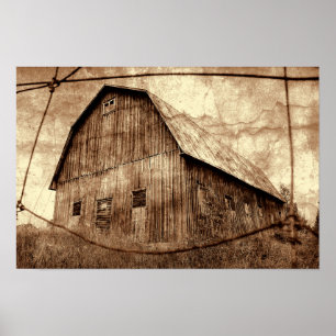 Poster Texture Sépia Rustique Grange Vintage