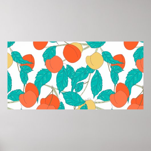 Poster Texture transparente avec fruits et feuilles (Devant)