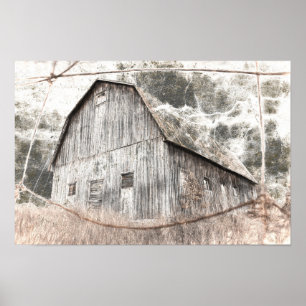 Poster Texture Vintage Gris Brun Rustique Grange
