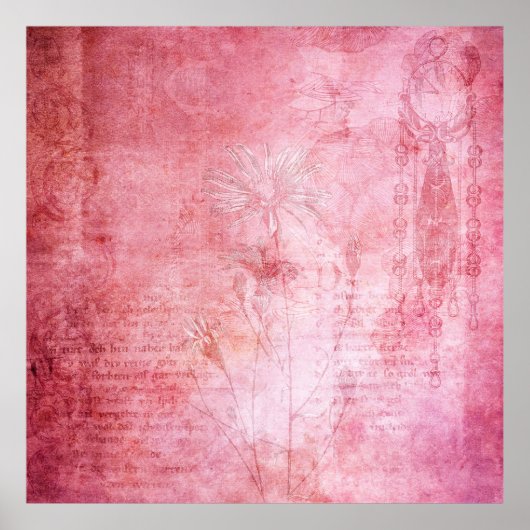 Poster Texture vintage scrapbook rose (Devant)