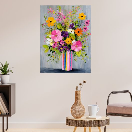 Poster Textured Flowers in a Vase (Salon 3)
