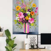 Poster Textured Flowers in a Vase (Bureau à domicile)