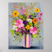 Poster Textured Flowers in a Vase (Devant)