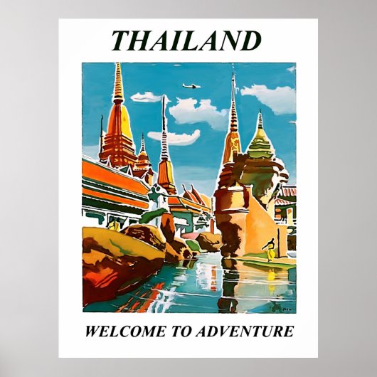 Poster Thaïlande, bienvenue à l'aventure. Voyage vintage (Devant)