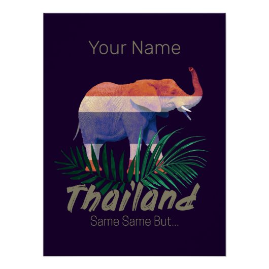 Poster Thaïlande Elephant Drapeau Jungle Feuille Souvenir (Devant)