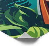 Poster Thaïlande Tropical Island Long Tail Boat Vintage (Coin)