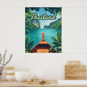 Poster Thaïlande Tropical Island Long Tail Boat Vintage (Cuisine)