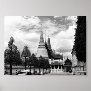 Poster Thaïlande vintage Bangkok Chapelle Palais Royal
