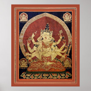 Poster Thangka tibétain de Guhyasamaja Akshobhyavajra