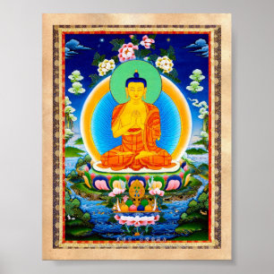 Poster Thangka tibétain oriental frais Prabhutaratna