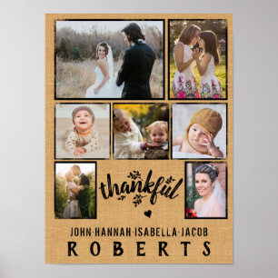 Poster Thankful Burlap Farmhouse 7 Family Photo Collage