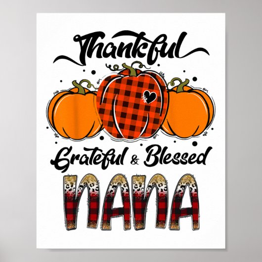 Poster Thankful Grateful Blessed Nana Plaid Thanksgiving (Devant)