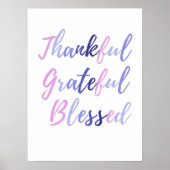 Poster Thankful Grateful Blessed Thanksgiving (Devant)