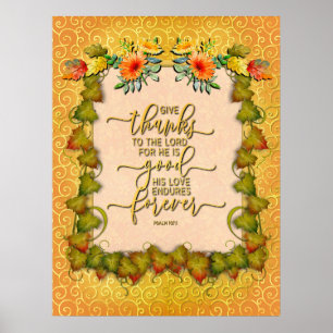 Poster Thankgiving Automne Maple Leaf et Sunflower