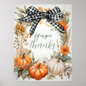 Poster Thankgiving noir et blanc Plaid Bow (Devant)