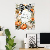 Poster Thankgiving noir et blanc Plaid Bow (Bureau à domicile)
