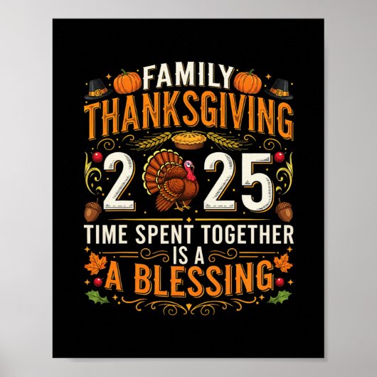Poster Thanksgiving 2025 Matching Family Tee Turkey Pumpk (Devant)