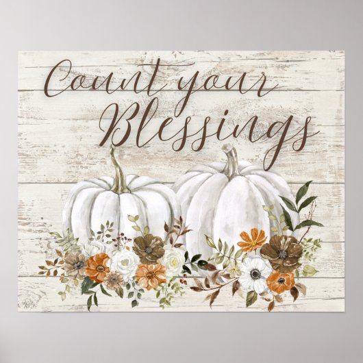 Poster Thanksgiving "Count your Blessings" Wall Art (Devant)