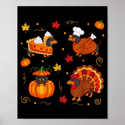 Poster Thanksgiving Dachshund Weiner Dog Turkey Cute Pump (Devant)