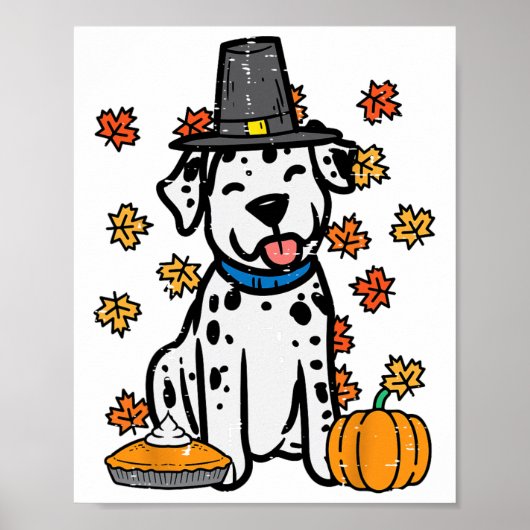 Poster Thanksgiving Dalmatian mignon Automne Chien Hommes (Devant)