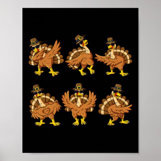 Poster Thanksgiving Day Dancing Turquie Pilgrim Boys Girl (Devant)