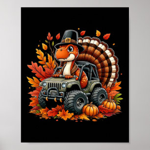 Poster Thanksgiving Design Boys Enfants Dinosaur T Rex Fa