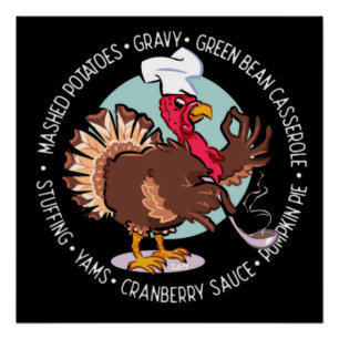 Poster THANKSGIVING DINNER EST SERVI drôle d'action de gr