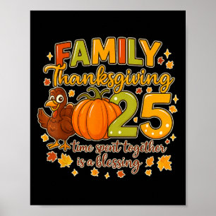 Poster Thanksgiving Familial 2025 Temps Passé Ensemble Es
