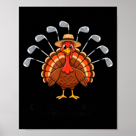 Poster Thanksgiving Golf Turkey Funny Turkey Day Golf Cli (Devant)