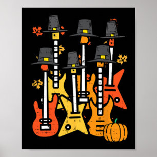 Poster Thanksgiving Guitares Fall Rock Music Riocker Men 
