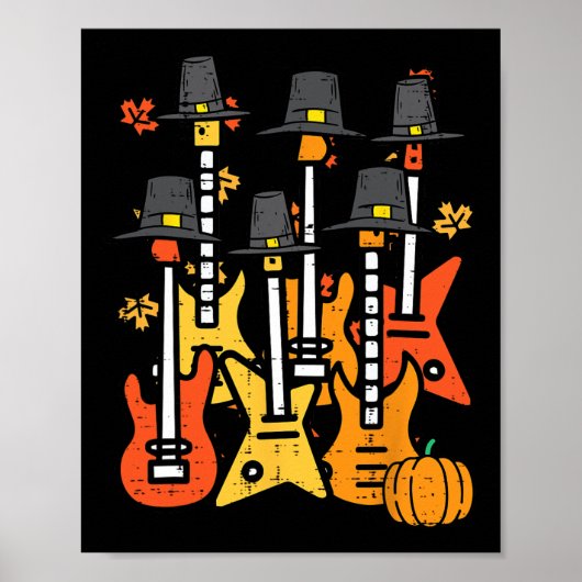 Poster Thanksgiving Guitares Fall Rock Music Riocker Men  (Devant)