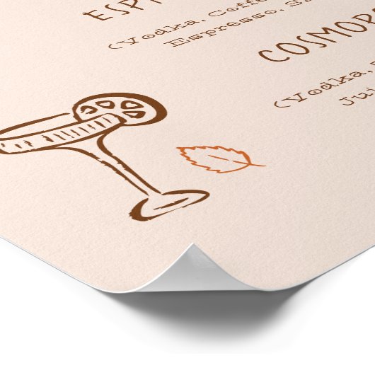 Poster Thanksgiving Hand-Drawn Signature Cocktail Menu (Coin)
