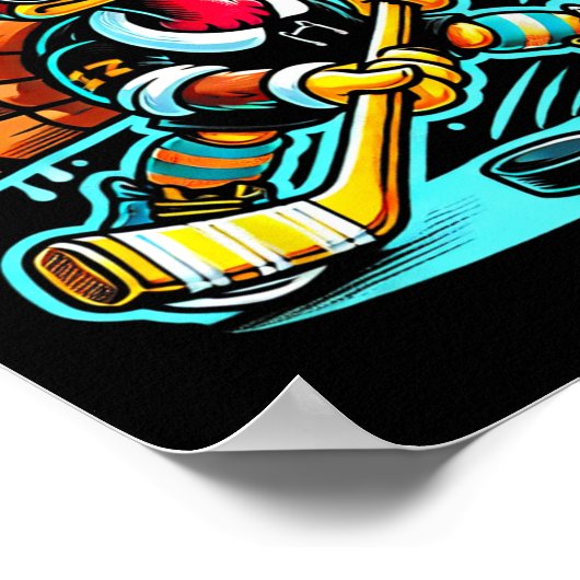 Poster Thanksgiving Hockey sur glace Turquie Jour de la C (Coin)