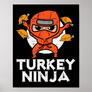 Poster Thanksgiving Ninja Turquie Funky Fall Boys Kids To