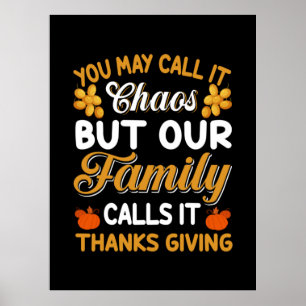 Poster Thanksgiving Notre Famille L'Appelle Merci Giving