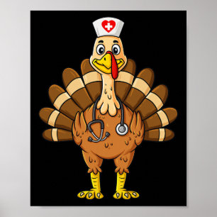 Poster Thanksgiving Nurse Turkey Scrub Fun Nurse