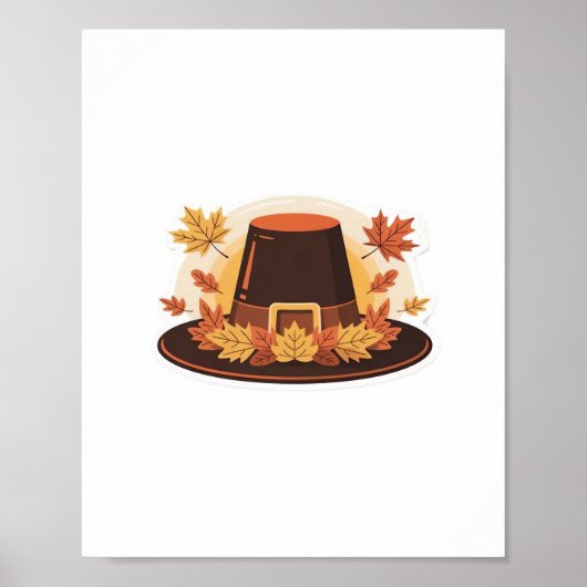 Poster Thanksgiving Pilgrim Casquette - Automne Harvest D (Devant)