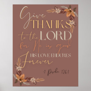 Poster Thanksgiving Scripture Wall Art-1 Psaume 136:1