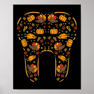 Poster Thanksgiving Tooth mignonne Automne Dents Dentiste