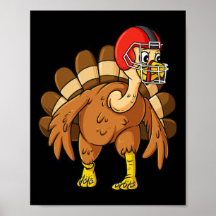 Poster Thanksgiving Turkey Defensive End Football Boys Ki