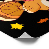 Poster Thanksgiving Turquie Chat Meow Drôle Hommes Femmes (Coin)