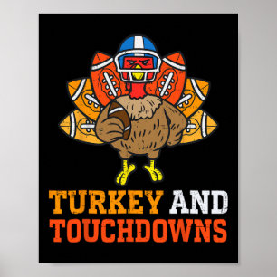 Poster Thanksgiving Turquie Et Touchdowns Footba Américai
