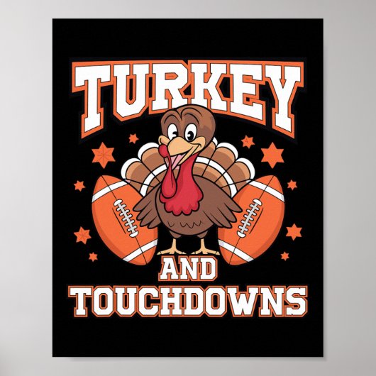 Poster Thanksgiving Turquie Et Touchdowns Football Hommes (Devant)